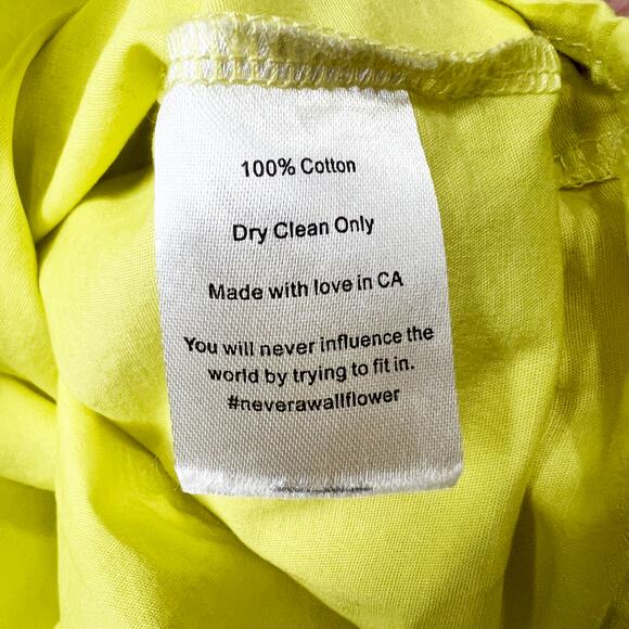 Never A Wallflower yellow top ruffle shoulder 100% cotton Size XS - Picture 4 of 6